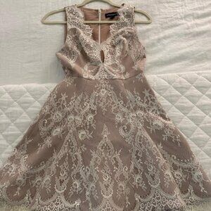 Fit & Flare Lace Dress XS Ivory & Nude